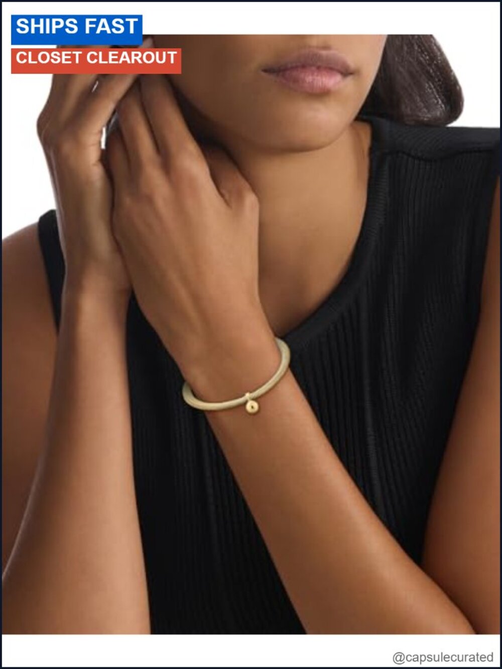 Layered Chain Bracelet Gold Plated Stainless Steel Lobster Claw - Picture 2 of 3